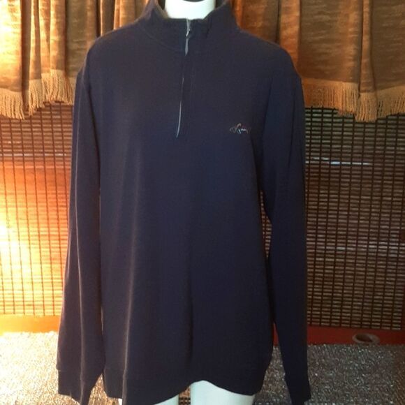 GREG NORMAN Blue Cotton Pullover Jacket L‎ 25W x32L sleeves 20 - Picture 1 of 4